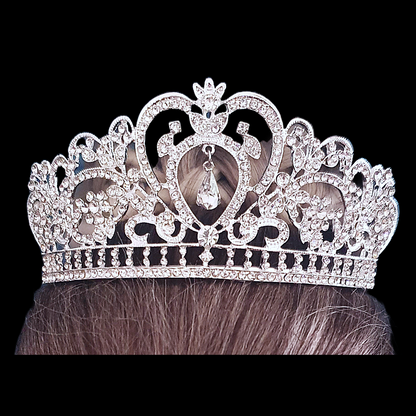 Princess style crystal rhinestone tiara and matching jewellery set necklace and earrings