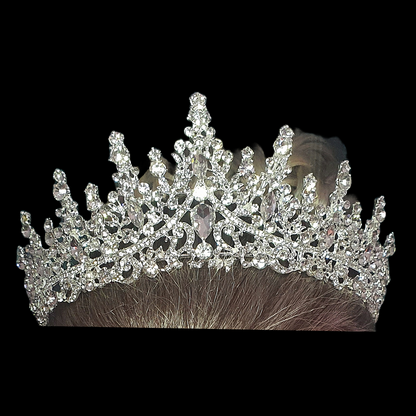 Royal style crystal rhinestone tiara and matching jewellery set necklace and earrings