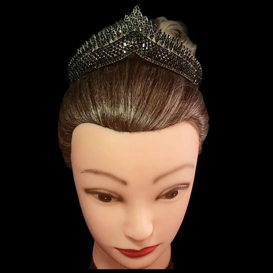 Black crystal tiara crown