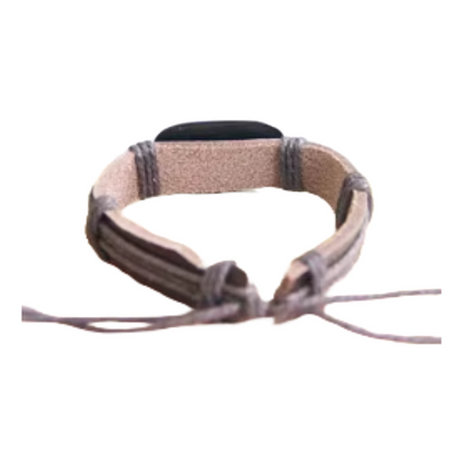 Brown leather wolf pendant wristband