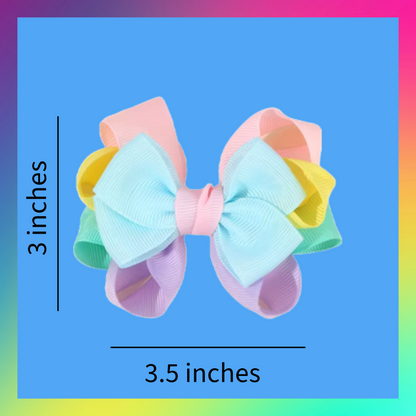 Rainbow lolly pop flower pom pom hair bow and clip set