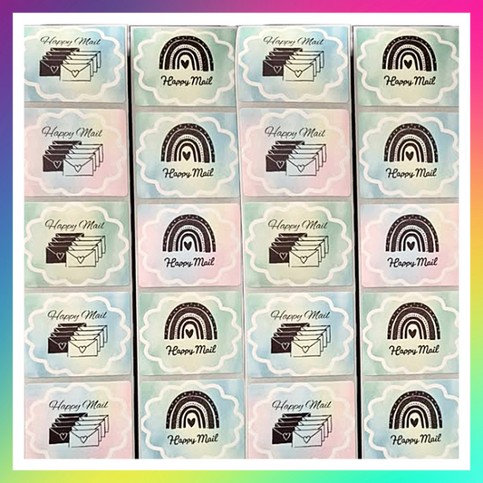 Happy mail stickers for parcels and packages