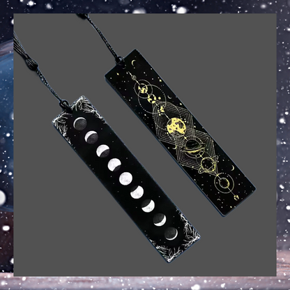 Acrylic bookmark pairs tree of life snake moon phase and skeleton with tassels