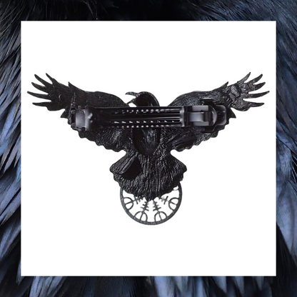 Raven Black Bird And The Helm of Awe Viking Vintage Hair Barrette Clip