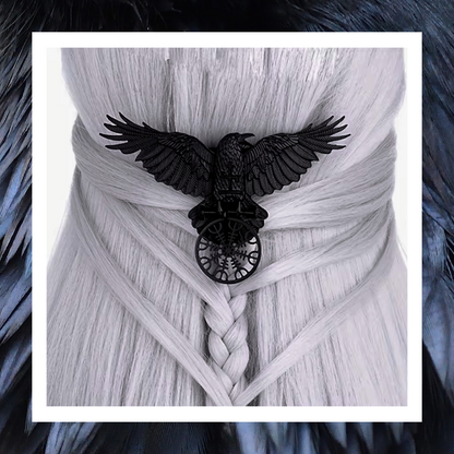 Raven Black Bird And The Helm of Awe Viking Vintage Hair Barrette Clip