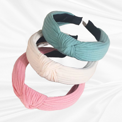 Material knot wide headband sets