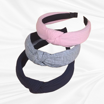 Material knot wide headband sets