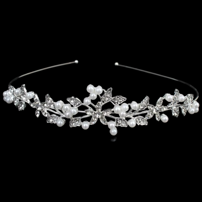 Crystal rhinestone and faux pear - flower and leaves design tiara