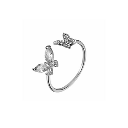 Zircon butterfly adjustable ring