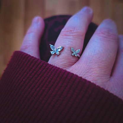 Zircon butterfly adjustable ring