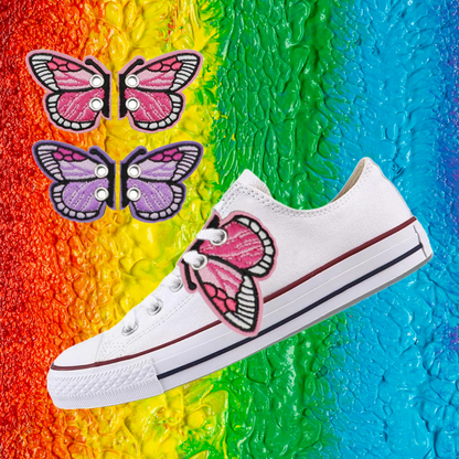 Embroidered Pair Of Butterfly Shoe Trainer Boot Charms Accessory