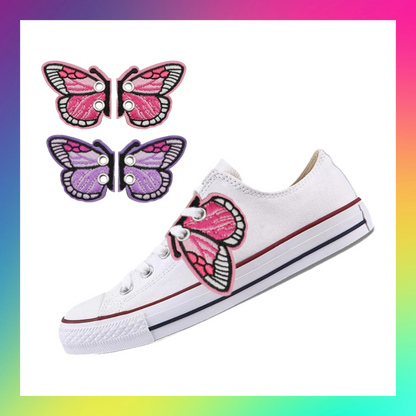 Embroidered Pair Of Butterfly Shoe Trainer Boot Charms Accessory