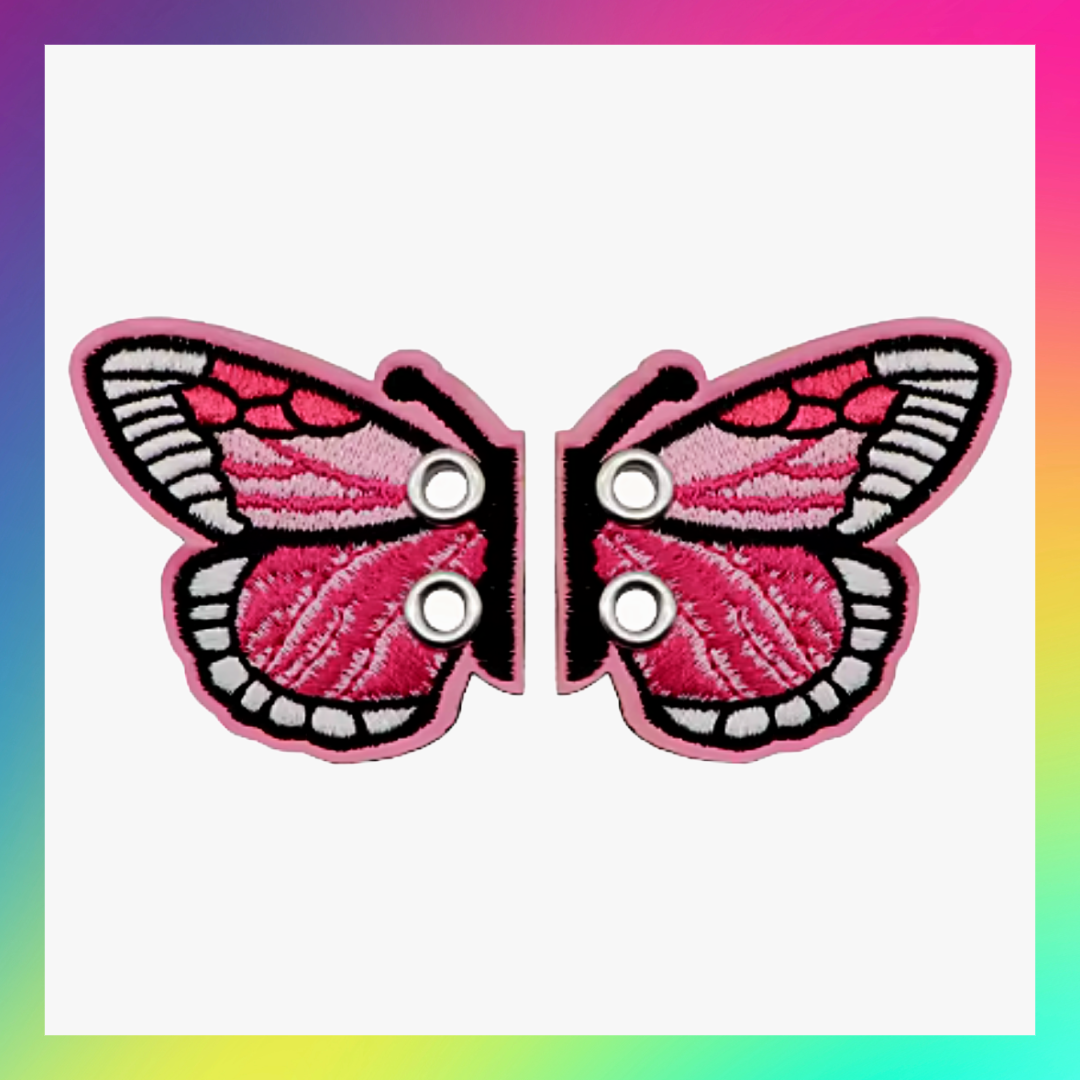 Embroidered Pair Of Butterfly Shoe Trainer Boot Charms Accessory