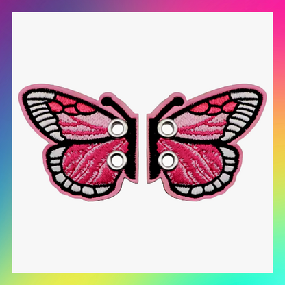 Embroidered Pair Of Butterfly Shoe Trainer Boot Charms Accessory