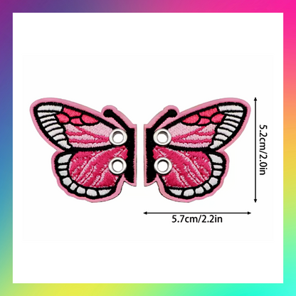 Embroidered Pair Of Butterfly Shoe Trainer Boot Charms Accessory
