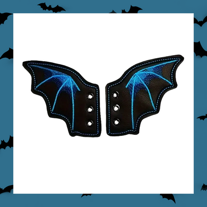 Embroidered Pair Of Dragon Bat Vampire Wing Shoe Trainer Boot Skate Charms Accessory