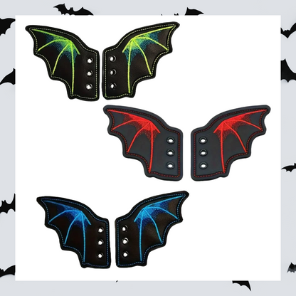 Embroidered Pair Of Dragon Bat Vampire Wing Shoe Trainer Boot Skate Charms Accessory