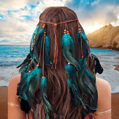 Bohemian feather festival headband hair accessory