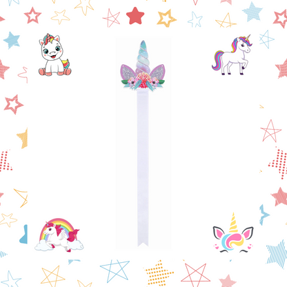 Unicorn wooden and ribbon bow holder