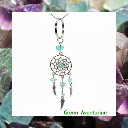 Gemstone angel wing feathers dream catcher charm keyrings