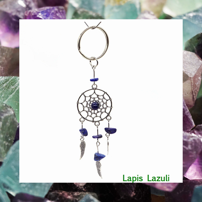 Gemstone angel wing feathers dream catcher charm keyrings