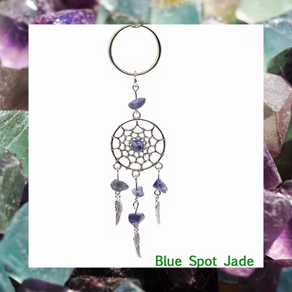 Gemstone angel wing feathers dream catcher charm keyrings