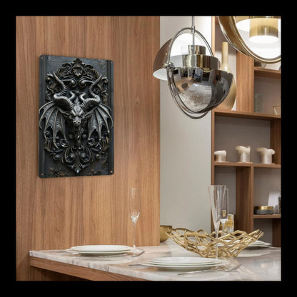 Aluminium Gothic Winged Demon Metal Wall Art Decorative Plaque Sign for Home Office Studio