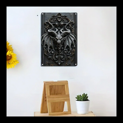 Aluminium Gothic Winged Demon Metal Wall Art Decorative Plaque Sign for Home Office Studio