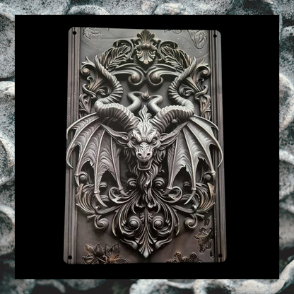Aluminium Gothic Winged Demon Metal Wall Art Decorative Plaque Sign for Home Office Studio