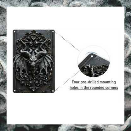 Aluminium Gothic Winged Demon Metal Wall Art Decorative Plaque Sign for Home Office Studio