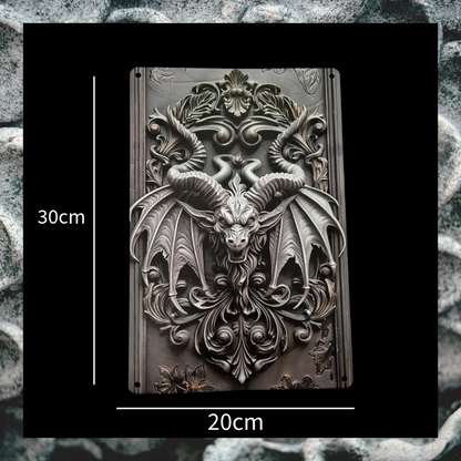 Aluminium Gothic Winged Demon Metal Wall Art Decorative Plaque Sign for Home Office Studio
