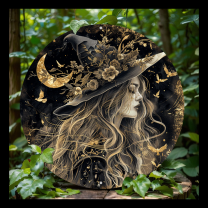Moon Witch 8X8" Round Aluminium Wall Art Décor