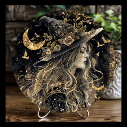 Moon Witch 8X8" Round Aluminium Wall Art Décor