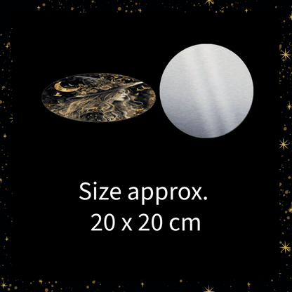 Moon Witch 8X8" Round Aluminium Wall Art Décor