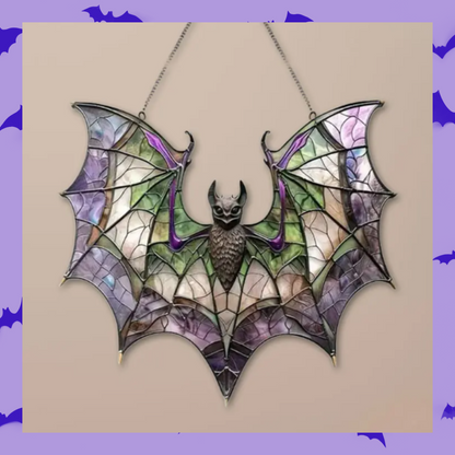 Acrylic stained glass effect gothic bat window wall hanging home décor