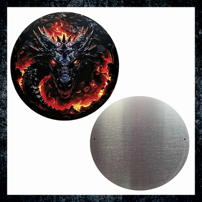 Inferno Dragon fire lava art aluminium wall plaque