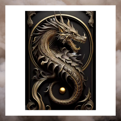 Black Gold Wall Art Canvas Poster Prints Mystical Animals Unframed Unmounted Size 60x40cm