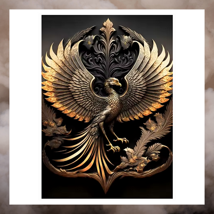 Black Gold Wall Art Canvas Poster Prints Mystical Animals Unframed Unmounted Size 60x40cm