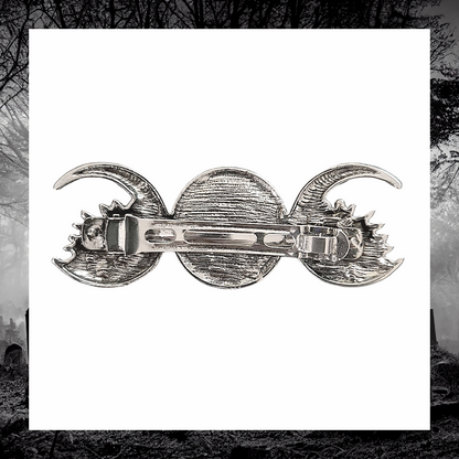 Celestial Silver Crescent Moon Pagan Five Pointed Star Metal Hairpin Barrette Clip