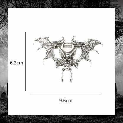 Large Silver Winged Bat Demon Crescent Moon Gothic Alternative Metal Hairpin Barrette Clip