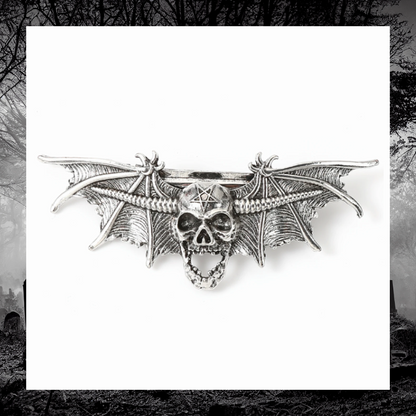 Gothic Horned Demon Skull Wings Hairpin Barrette Hair Clip