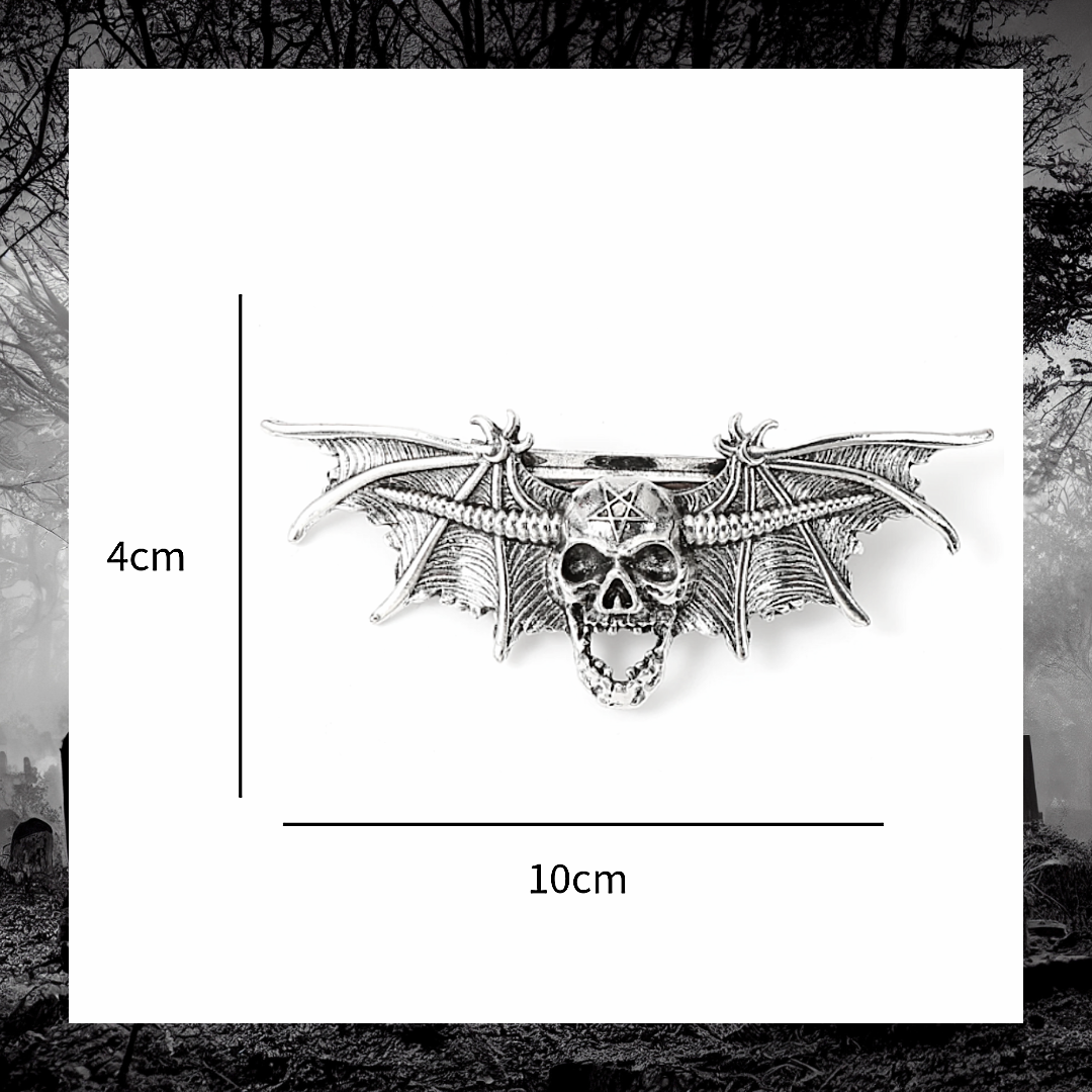 Gothic Horned Demon Skull Wings Hairpin Barrette Hair Clip