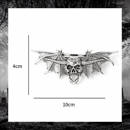 Gothic Horned Demon Skull Wings Hairpin Barrette Hair Clip