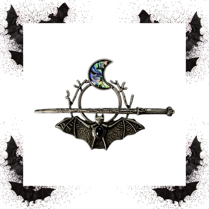 Vintage Crescent Moon Bat hair pin slide clip