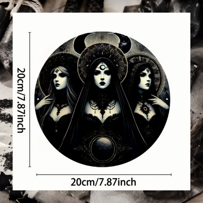 Pagan Goddess Magic Moon Witches 8X8" Round Aluminium Wall Art Décor