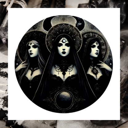 Pagan Goddess Magic Moon Witches 8X8" Round Aluminium Wall Art Décor