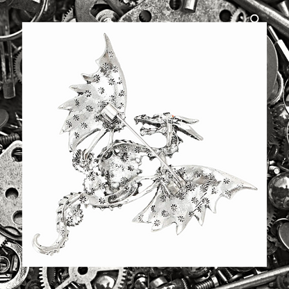 Steampunk Enamel Flying Dragon Pin Brooch