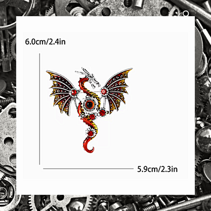 Steampunk Enamel Flying Dragon Pin Brooch