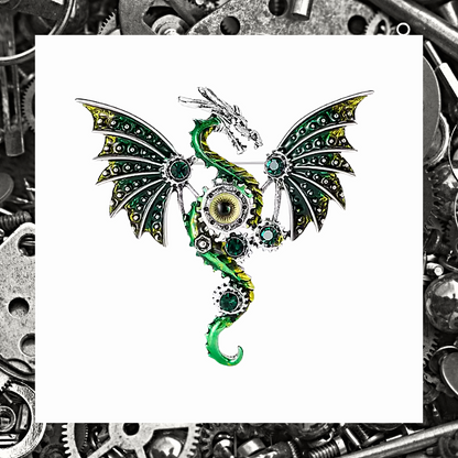 Steampunk Enamel Flying Dragon Pin Brooch
