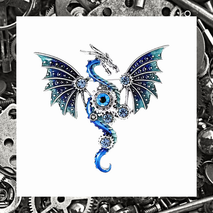 Steampunk Enamel Flying Dragon Pin Brooch